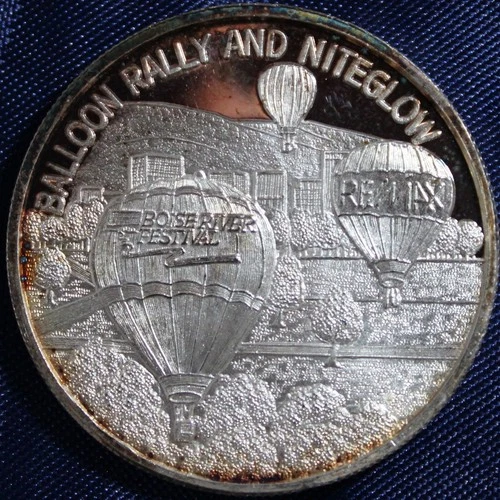 1992 Boise River Festival "HOT AIR BALLOON RALLY" 1 oz. .999 Silver Proof Round