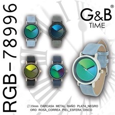 G&B Men's Quartz Watch Leather Strap Analogue Elegant 30m New