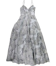 Eliza J Womens Floral Mesh Overlay Gown Dress, Blue, 2