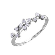 Sterling Silver Ladies CZ Stones Stackable Petal Design Ring