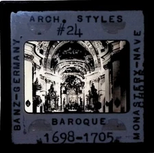 Vintage Art History Slide Photo Banz Germany Arch Styles Baroque Monastery Nave