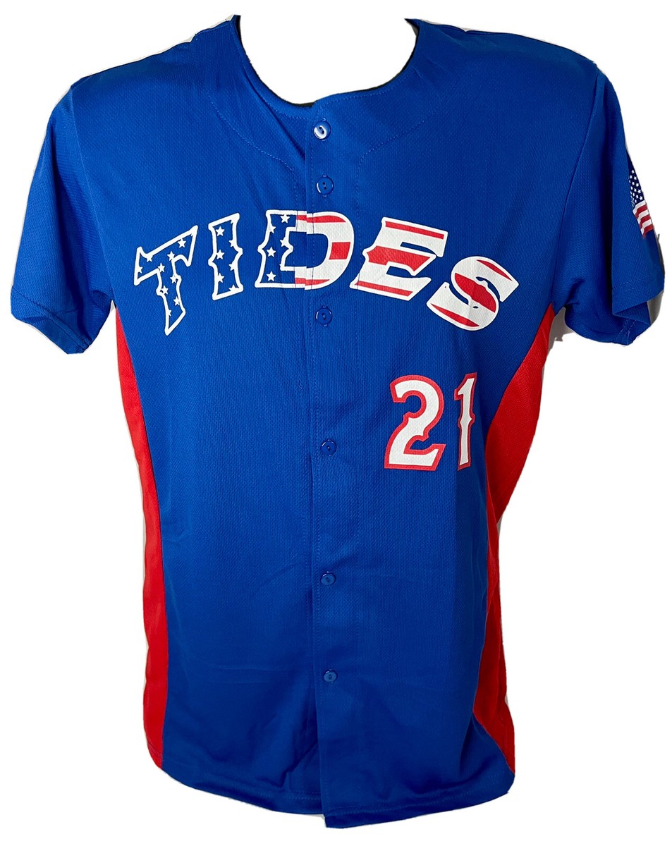 NORFOLK TIDES BASEBALL TEAM SGA BLUE JERSEY GATORADE HRS NORFOLK