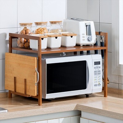 2 Tier Microwave Oven Shelf Rack Stand Storage Organizer Kitchen Space Saving