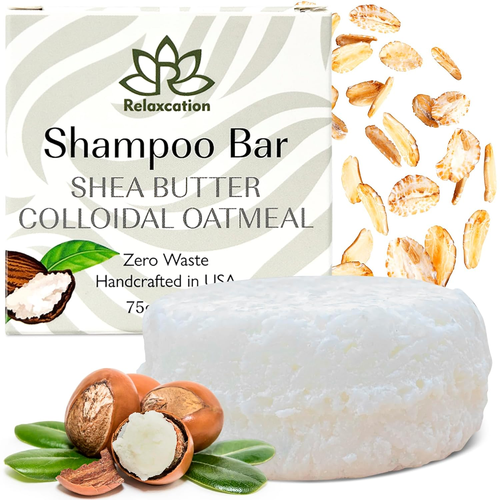 Organic Unscented SOLID Shampoo Bar for Damaged Hair with Shea Butter, Colloidal
