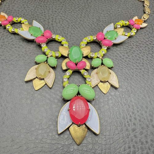 Stella & Dot Necklace TROPICANA Statement Vibrant Colorful Beads Gold Tone 20" - Picture 4 of 8