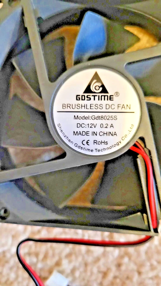 GDS TIME GDT8025S 12 VOLT 80MM X 80MM X 25MM COMPUTER FAN  (BRUSHLESS DC) - Image 2 of 2