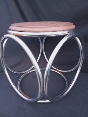 Vtg MCM Loop Hoop Circular Side Table after Laporte Faux wood Top