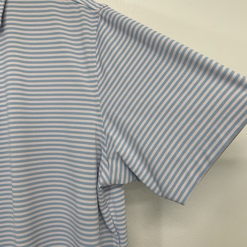 Peter Millar Polo Shirt XL Crown Crafted Blue Stripe Golf Travel Work Activewear - Picture 3 of 12