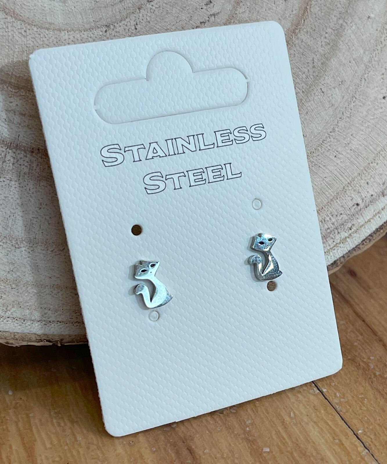 Stainless Steel Cat Stud Earrings - Plain & Sleek Design ER102409-11-image