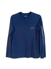 Vineyard Vines Boys Kids Navy Blue Long Sleeve Shirt Whale on Back Size Large