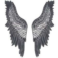 2PCS Embroidered Lace Applique Hollow Out Patch Back Chest Trims DIY Dress Sew