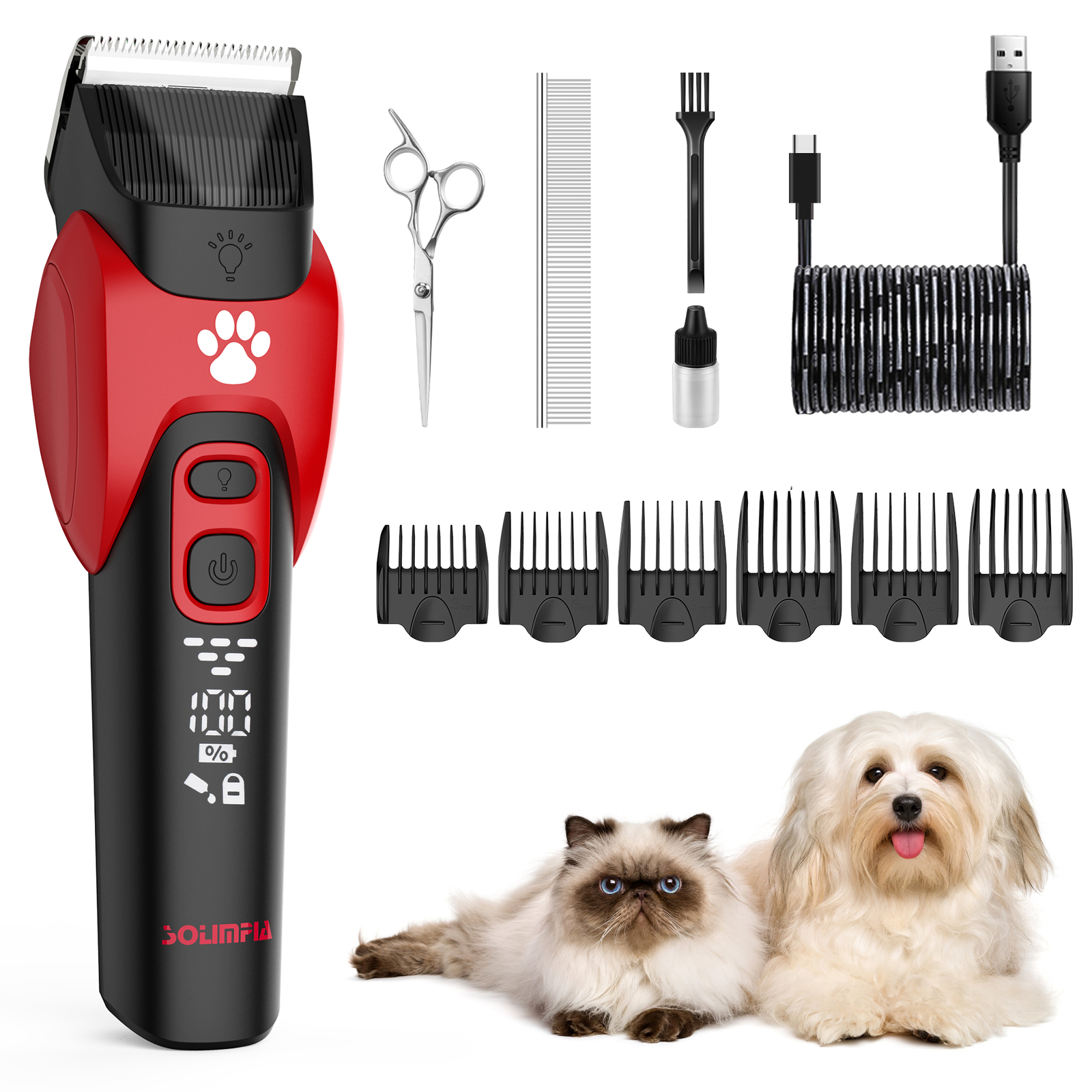 Tondeuse chat et chien sans fil SOLIMPIA étanche avec sabots guides