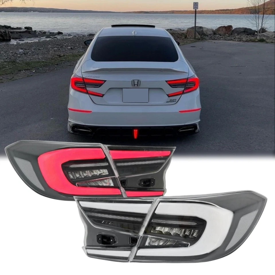 LH+RH OEM+ Clear LED Tail Light For 2018-2022 Honda Accord Sedan Rear Lights Kit - Image 2 of 4