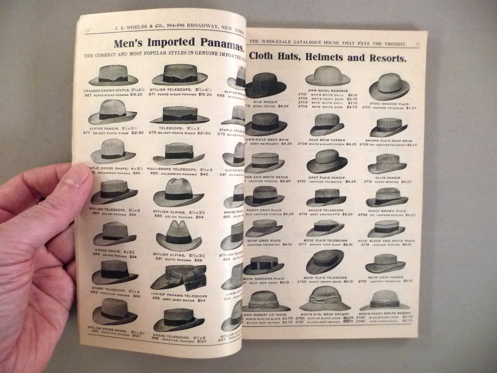 J.S. Shields CATALOG Spring, 1908 fashion, hats, general