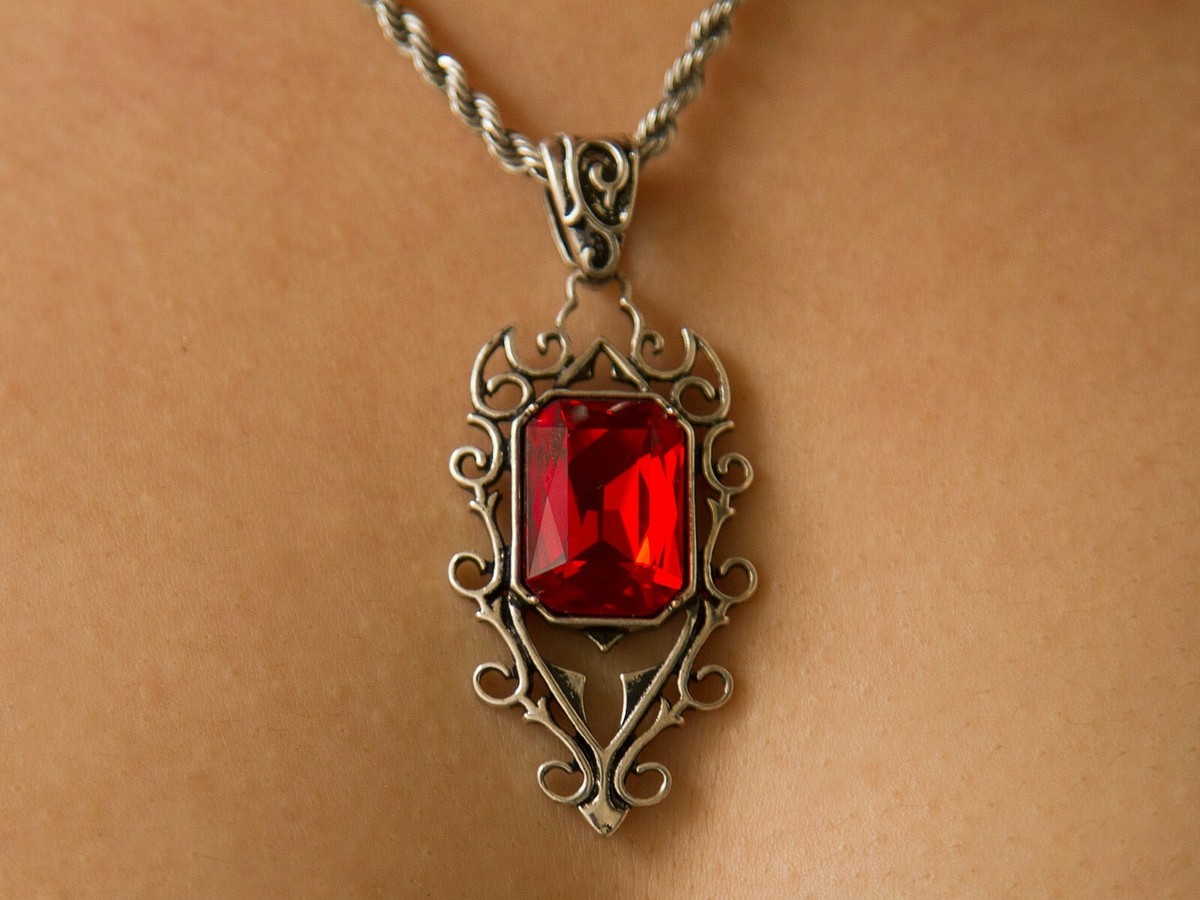 Collana Con Rubino The Mortal Instruments – Ciondolo City Of Bones Per Fan, Isabelle Lightwood, Regalo Donna