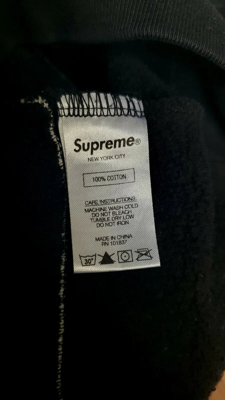 Felpa con cappuccio SS18 Supreme Piping taglia L grande nera