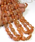 Natural Sunstone Confetti Sparkle Oval Faceted Gems Beads 7-13 mm 18Inch GV-4076