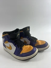Nike Jordan 1 Mid Lakers 2022 Men's Basketball Sneaker Yellow Purple DQ8426-517