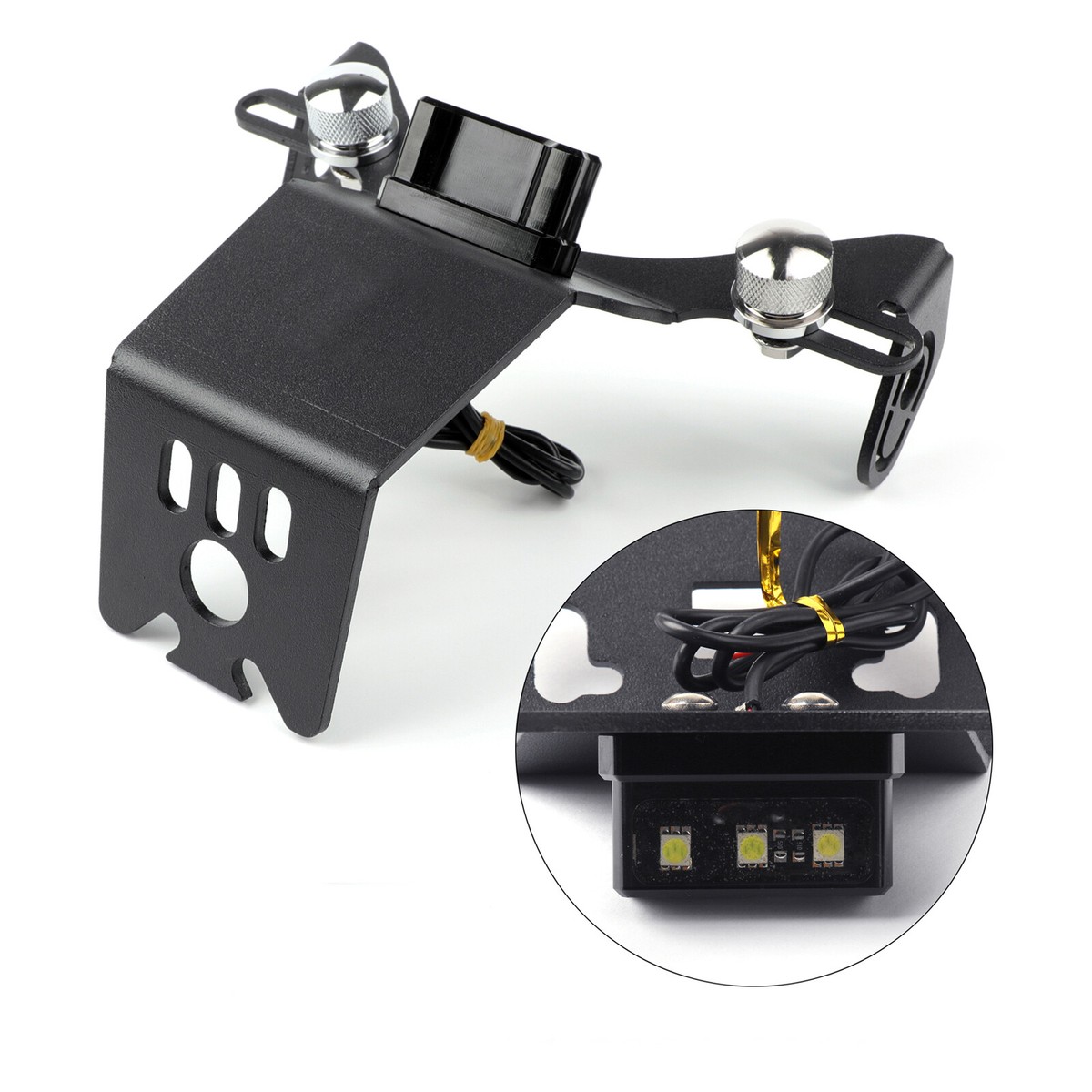 License Plate Bracket Number Holder Plate with 3 LED For Yamaha