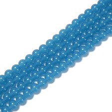 Jelly Blue Crystal Glass Smooth Round Beads Size 6mm 8mm 10mm 15.5" Strand
