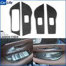 4Pcs Real Carbon Fiber Window Lift Switch Panel Cover For Benz GLE W167 2019-24