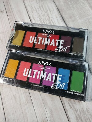 2 NYX Ultimate Edit Petite Eye Shadow Palettes USPP03 Phoenix and USPP02 Brights