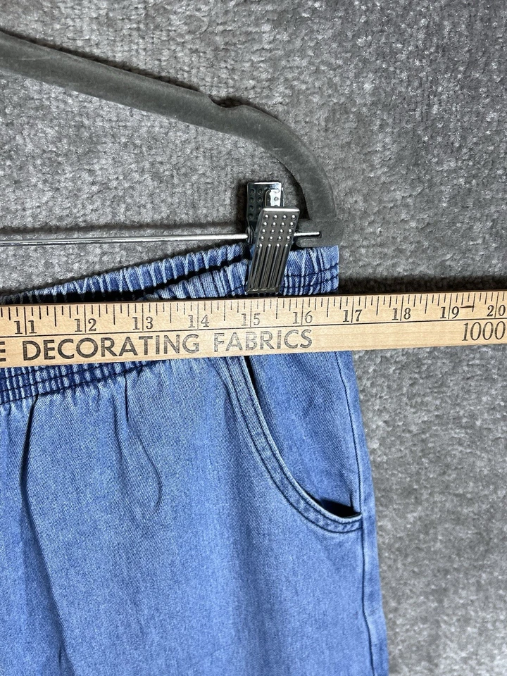 复古 Orvis 弹性腰牛仔裤女式大号蓝色棉质口袋拉裤 — 第 4/4 张图片