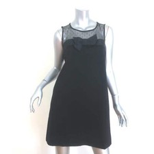 RED Valentino Point d'Esprit Yoke Bow Mini DressBlack Stretch Jersey Size Large