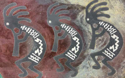 Raku Art Pottery Kokopelli Trio Plate Artist Signed By Jeremy Diller 2005 9.75''