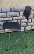 Vintage EYREL Chaise Pliante Design Métal Chromé Simili Cuir Noir 7 Disponibles 