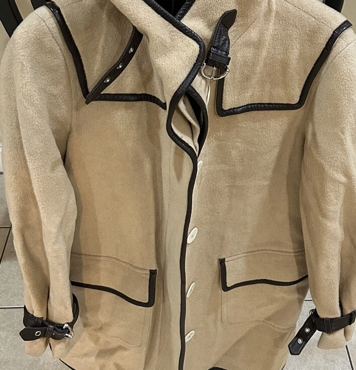 Casaco feminino COACH cabelo camelo vintage tamanho médio bronzeado fivela vintage - Imagem 2 de 4