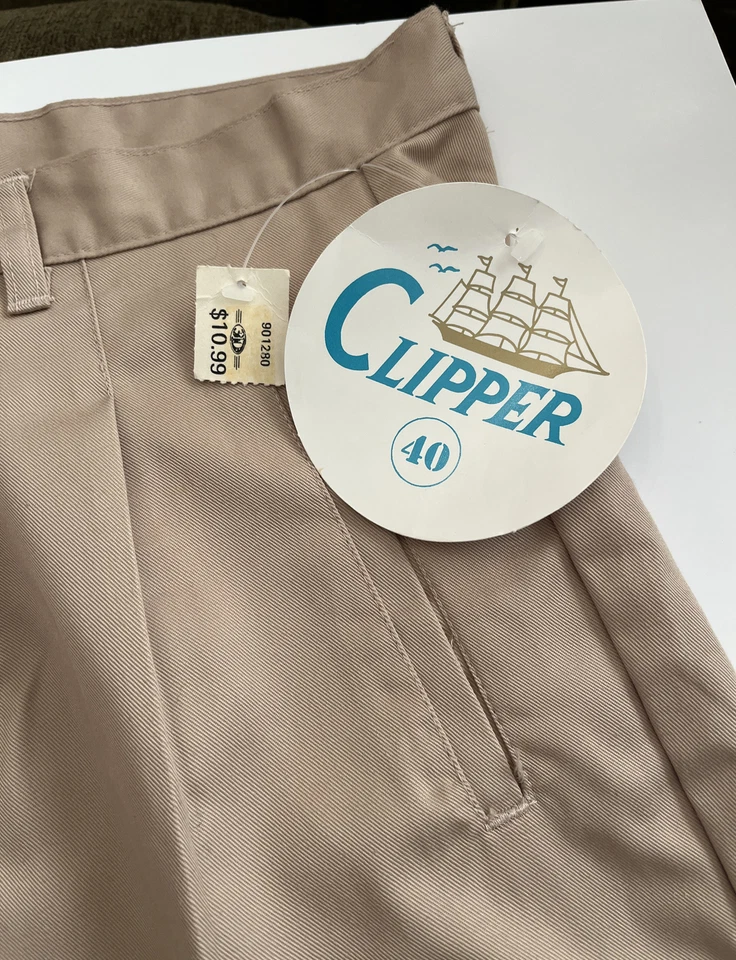 Винтажный новый с Ярлыками машинка для стрижки совершенно мужские шорты размер 40 с манжетами плиссированные платье хаки желтовато-коричневый - Изображение 2 из 4