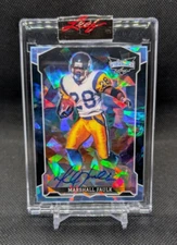 Marshall Faulk 2022 Leaf Vibrance Auto #2/2 Crystals Platinum Blue Rams BA-MF1