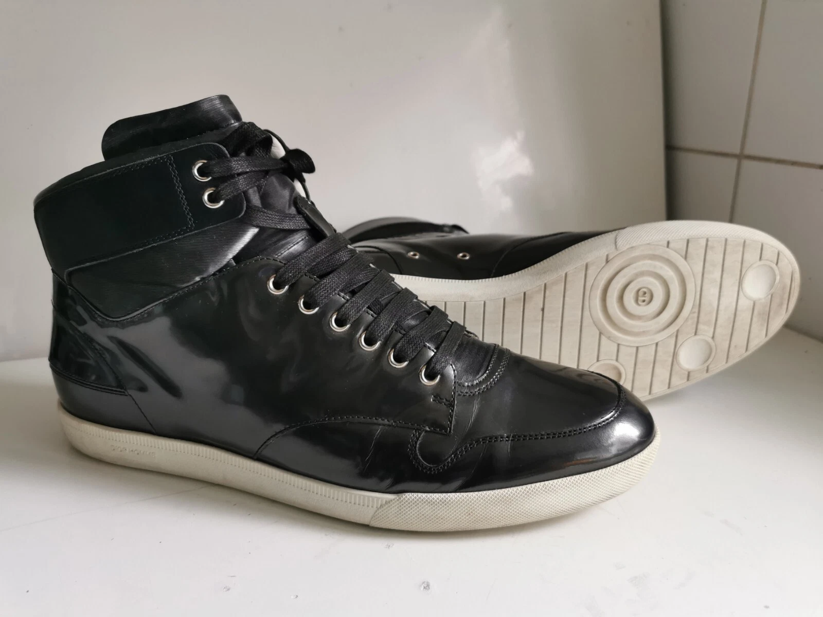 BOTTES CHELSEA HOMME CHRISTIAN DIOR DESIGNER UK 10 EU 44 CUIR MÉTALLISÉ CHEVILLE