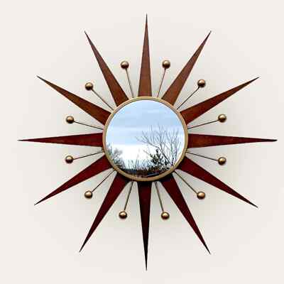 31'' Starburst Atomic retro wall mirror Gold George Nelson 1970 sunburst vintage