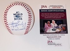 DAVID HENSLEY SIGNED AUTOGRAPH 2022 WORLD SERIES BASEBALL HOUSTON ASTROS JSA COA