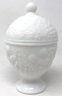 Vintage Avon Floral Flower Milk Glass Lidded JAR Candy Dish Wedding Prop