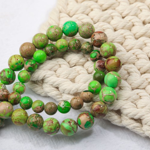 Perles pierres précieuses pierre rafraîchissante jaspe impérial vert fruit pour vitalité - 6 mm - Photo 1/3