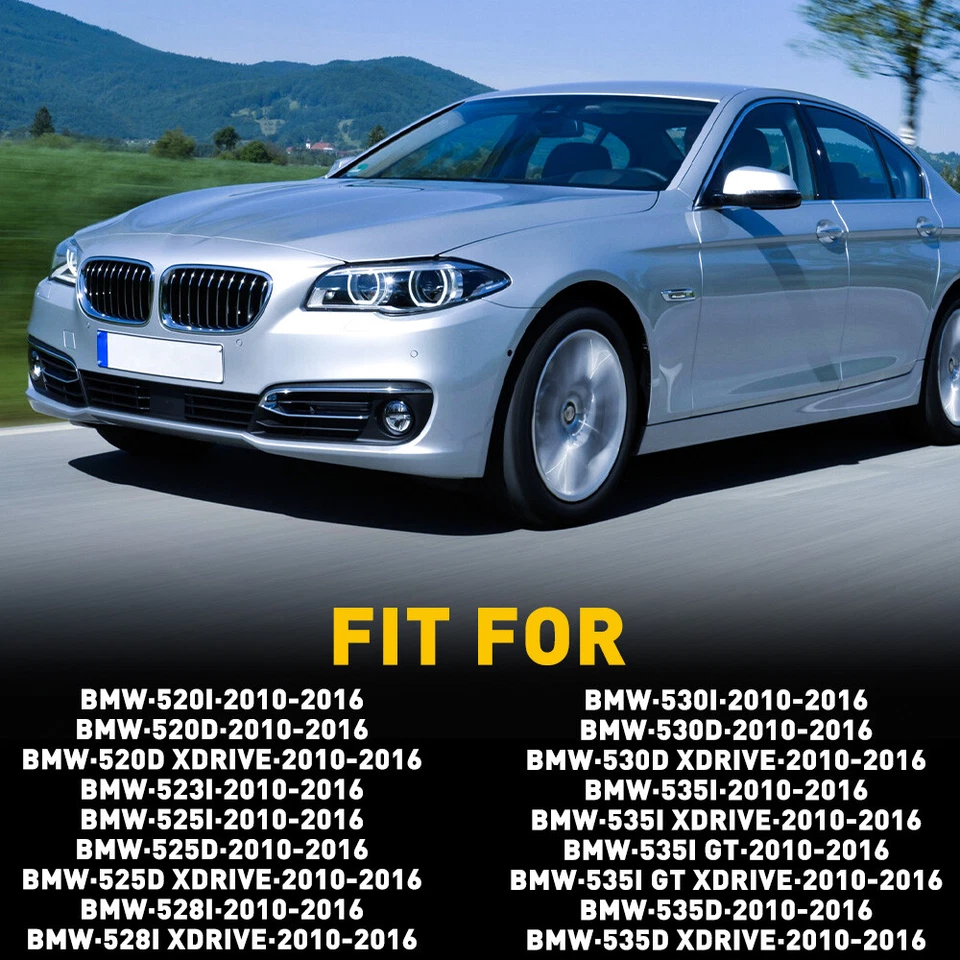 Inner Door Panel Handle Pull Cover Trim Fit Set BMW 5 Series F10 F11 F18 Black - Image 2 of 4