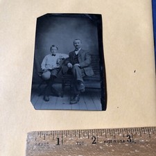Antique Tintype Victorian Man  Child Civil War Era Photo Photograph