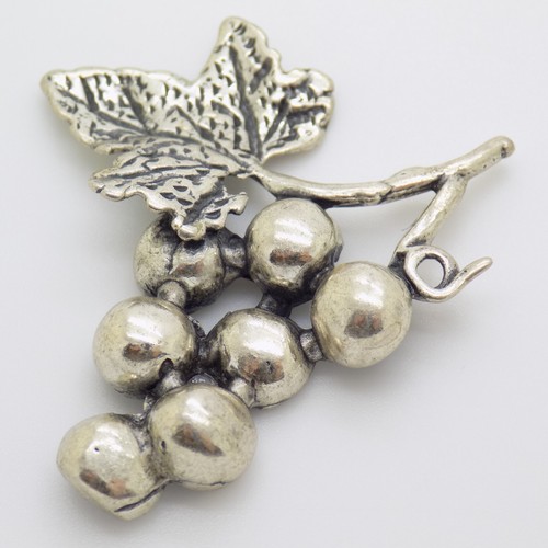 Vintage Italien Fait à la Main Véritable Argent Raisins Plat Miniature Figurine