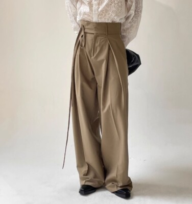 パンツ 1970~80s japan wool baggy slacks pants Men's Punk Loose Suit Pants Casual Trousers wide-leg pants