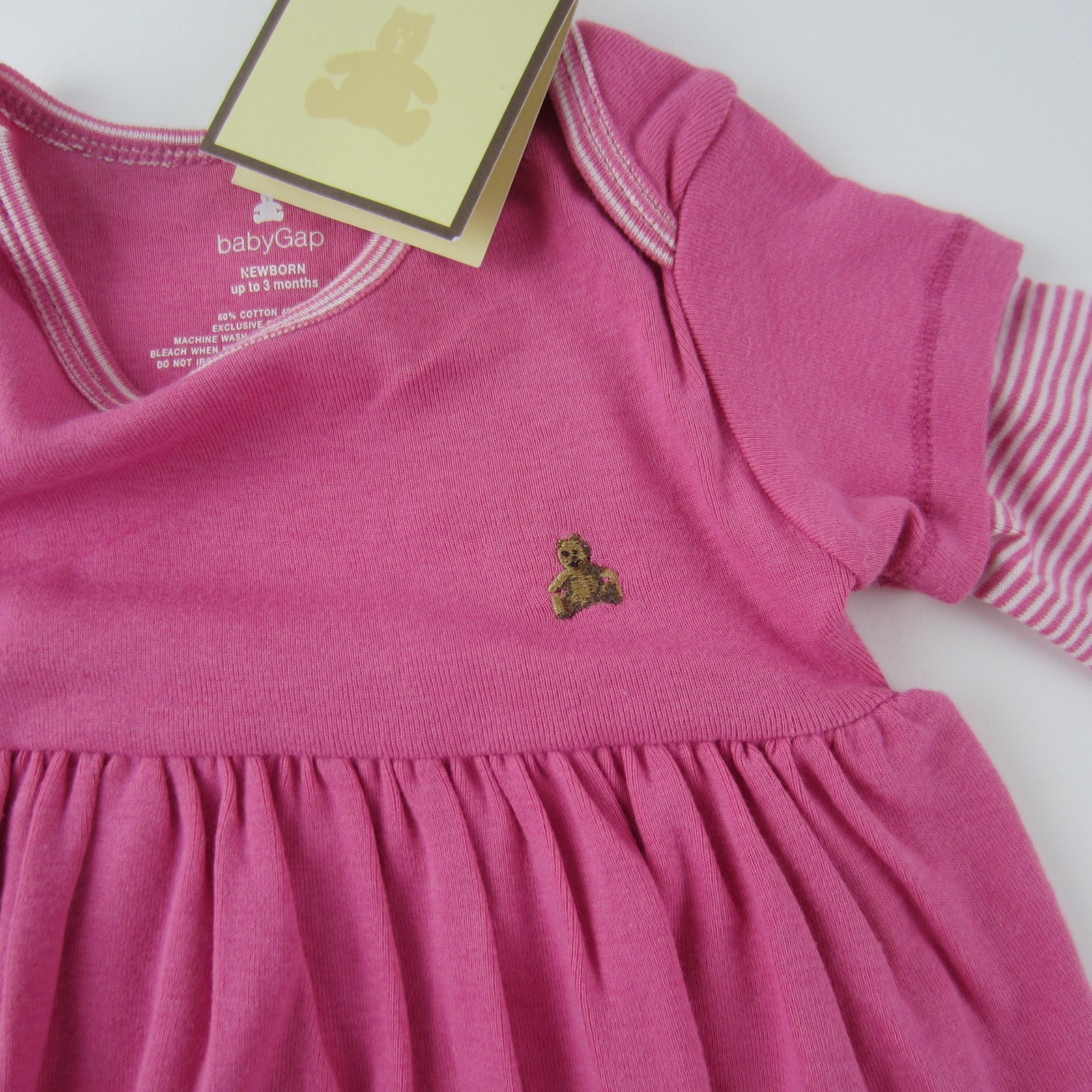 Baby Gap Baby Girls Dress Pink White Striped L/S Super Soft Pleated Size 0 3 M eBay