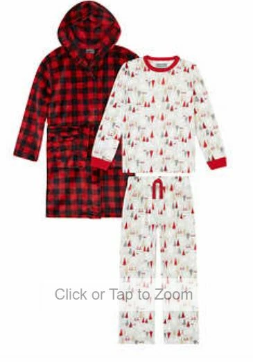 Eddie Bauer Youth 2 piece PJ Set with Robe Polar Bear SIZE X