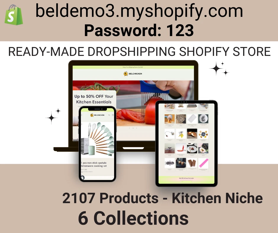 READY-MADE DROPSHIPPING Shopify Store - Kitchen - 2017 Products - 6 Collections - Image 1 of 1