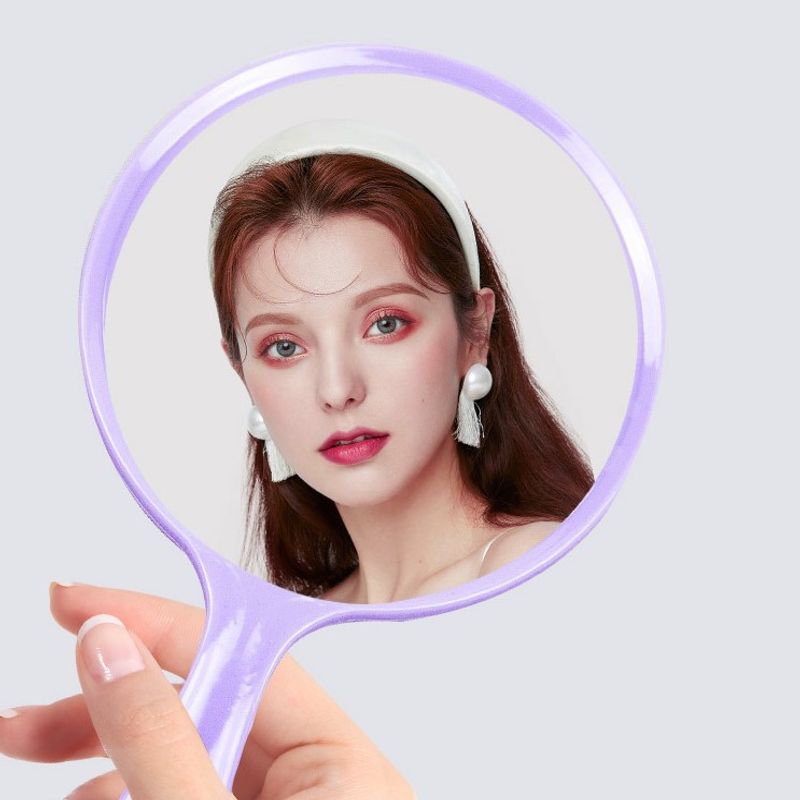 Double Side Handheld Mirror 1x/3x Magnifying Mirror Handle Transparent