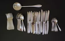 47 Piece Silver Plated Cutlery Set 84 Gr Stamped With Sword A
