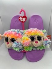 Ty Inc Rainbow the Poodle Multi Color Pool Slides SZ Large (4-6) Kids