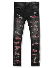 Evolution in Design Boys' Bright Rip Slim Fit Jeans Color: black/red Size: 4
