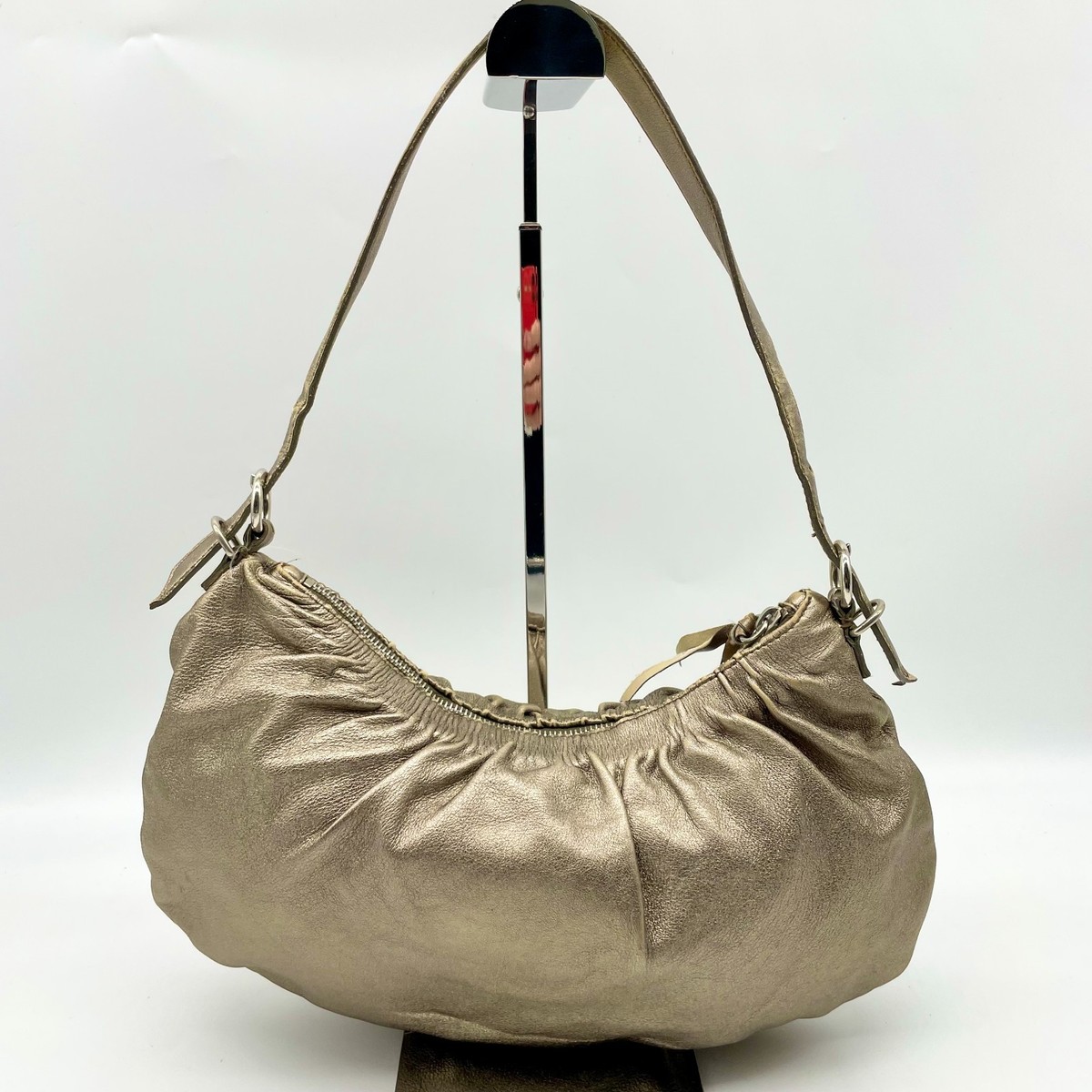 Miu Miu Handbag Hobo Shoulder bag Silver Leather Y2K Archive 31 